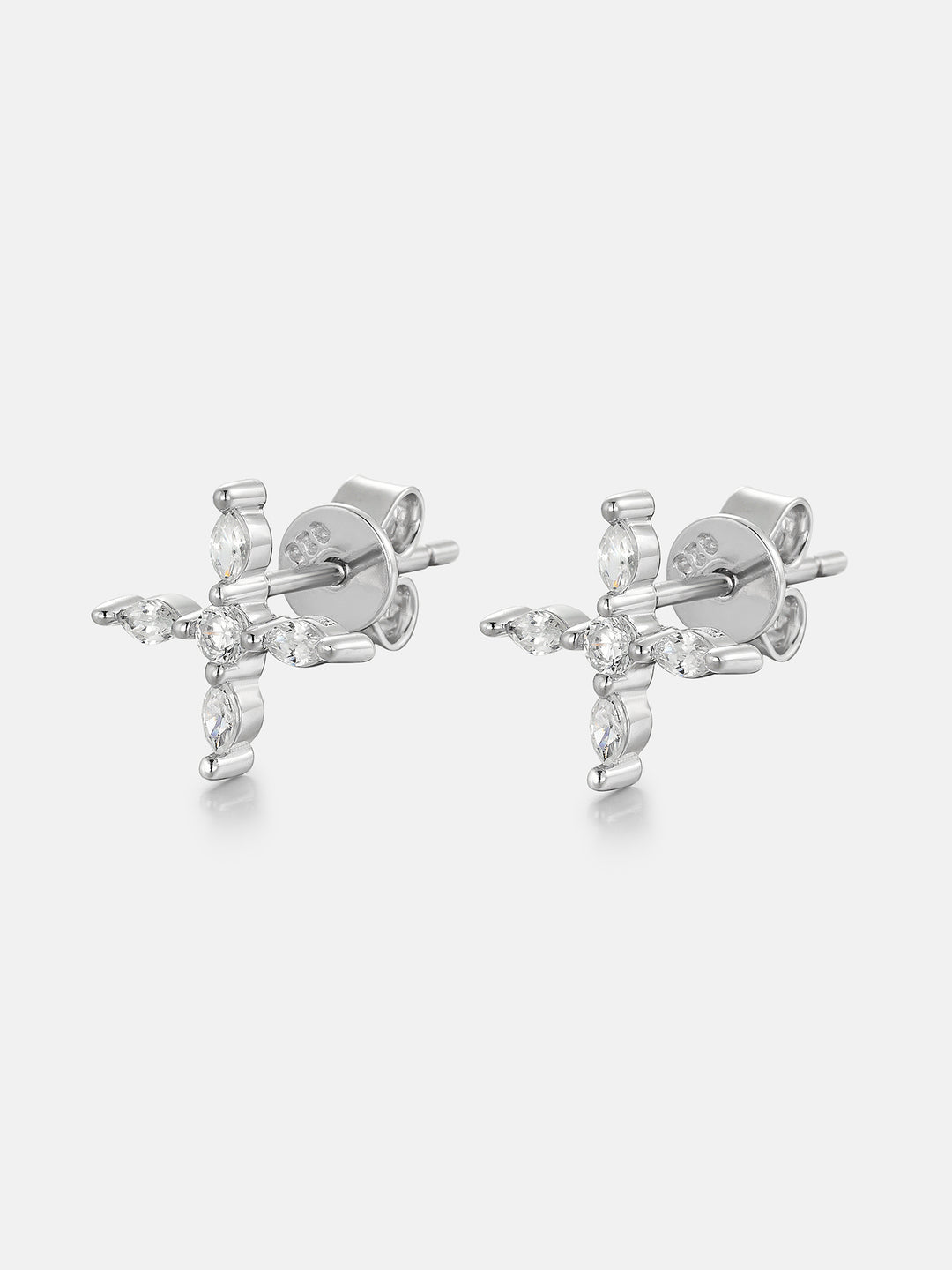 Lab Diamond Marquise Cross Cluster Stud Earrings