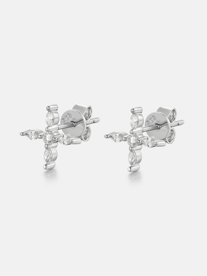 Lab Diamond Marquise Cross Cluster Stud Earrings