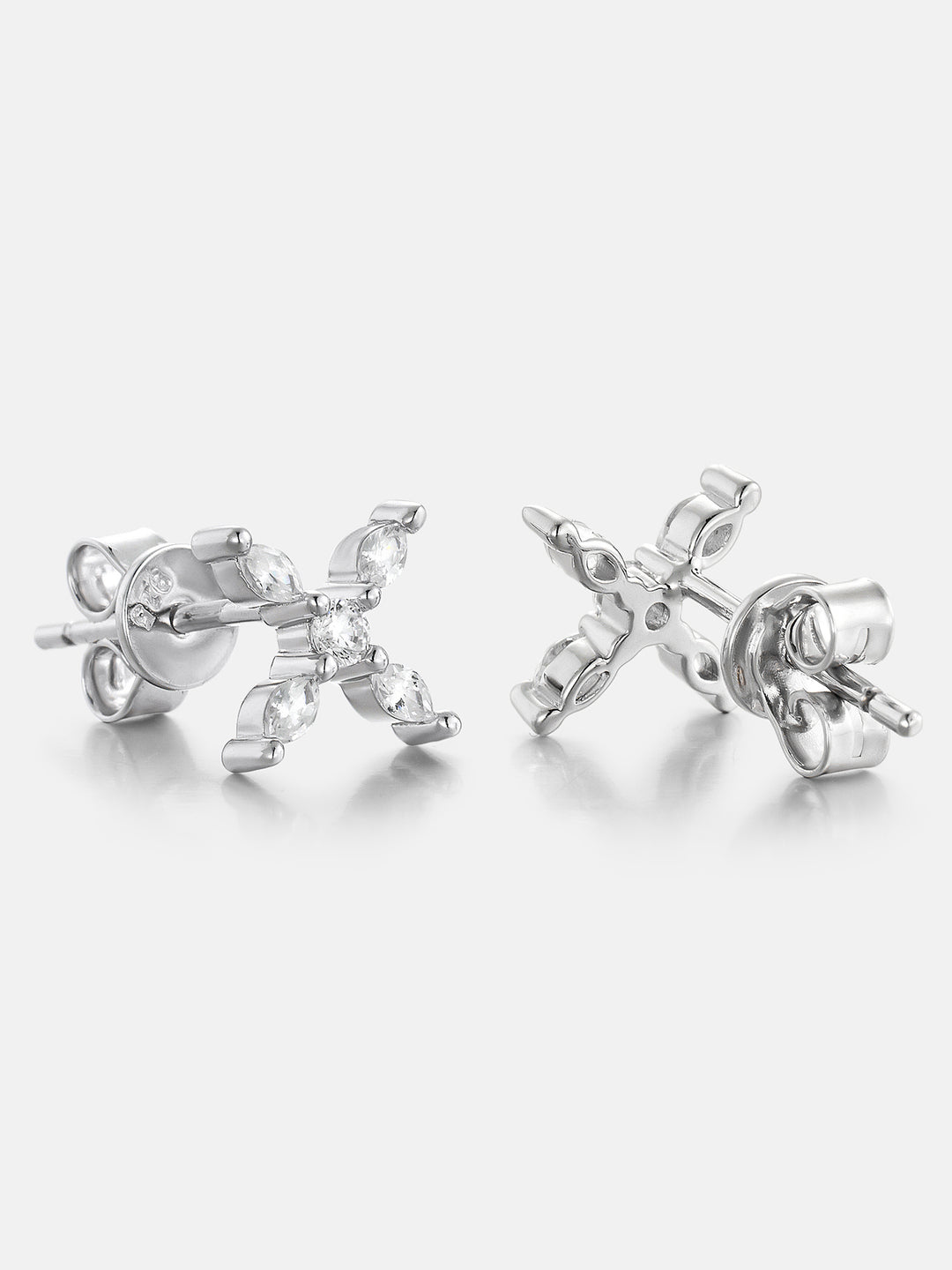 Lab Diamond Marquise Cross Cluster Stud Earrings