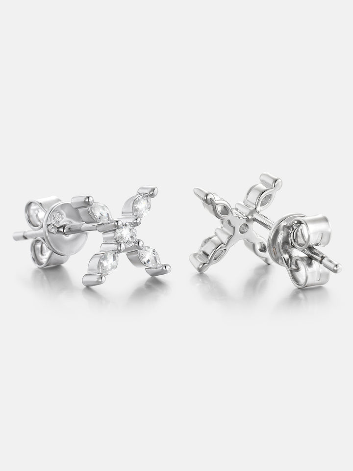 Lab Diamond Marquise Cross Cluster Stud Earrings