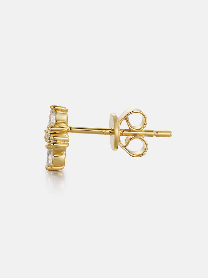 Lab Diamond Marquise Floral Cross Stud Earrings