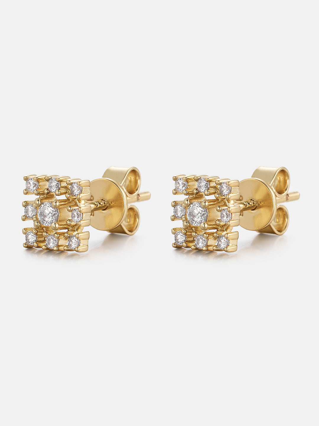 Lab Diamond Square Halo Bead Cluster Stud Earrings