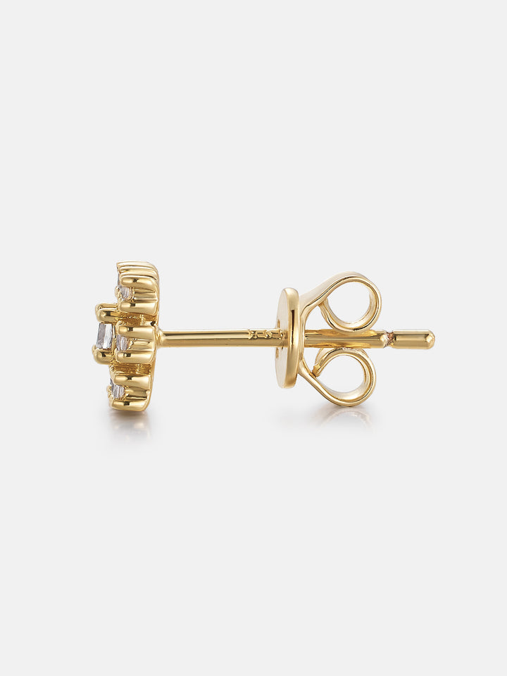 Lab Diamond Square Halo Bead Cluster Stud Earrings