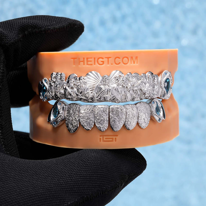 Last Supper Blue Gem Textured Grillz