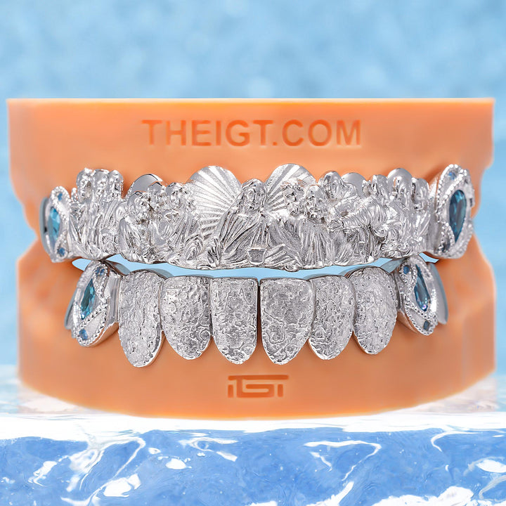 Last Supper Blue Gem Textured Grillz