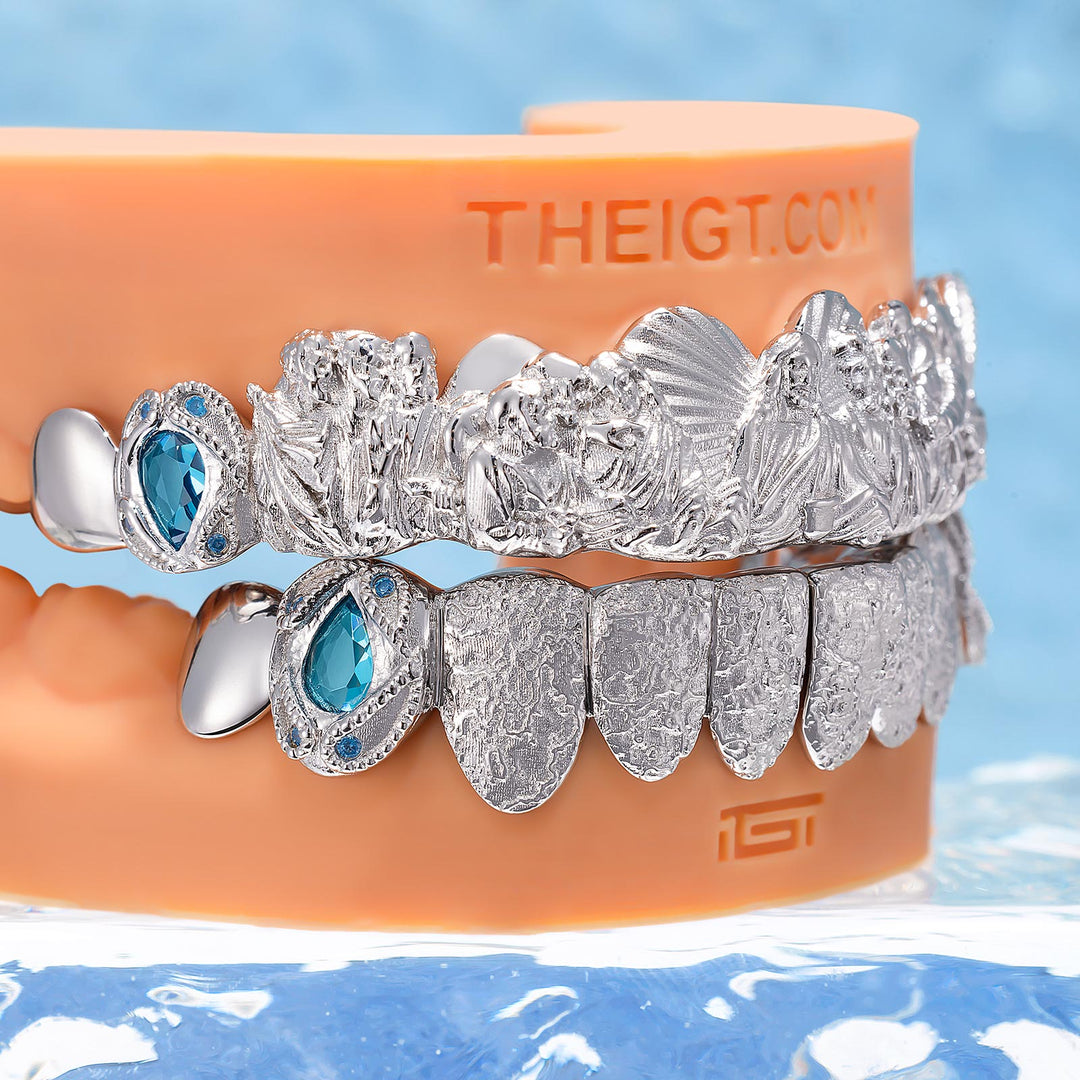 Last Supper Blue Gem Textured Grillz
