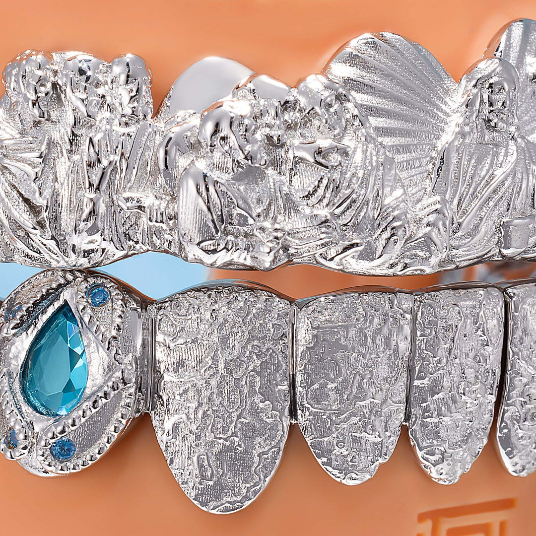 Last Supper Blue Gem Textured Grillz