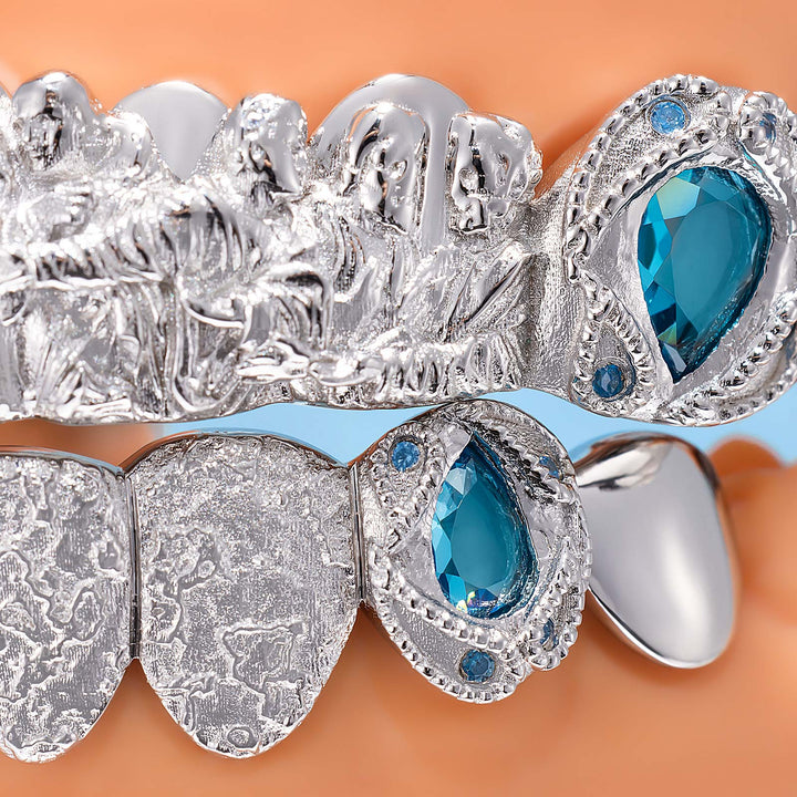 Last Supper Blue Gem Textured Grillz