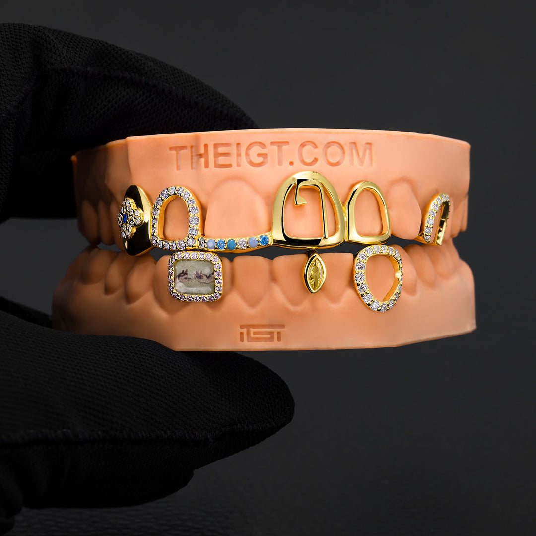 Lucky Clover Open Face Grillz (with photo Print)