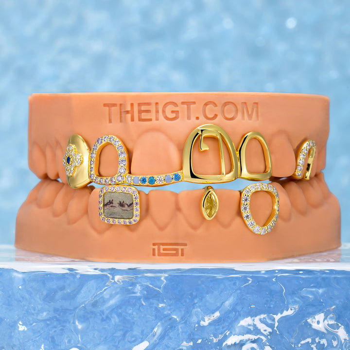 Lucky Clover Open Face Grillz (with photo Print)