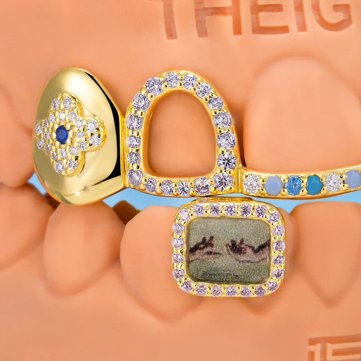 Lucky Clover Open Face Grillz (with photo Print)