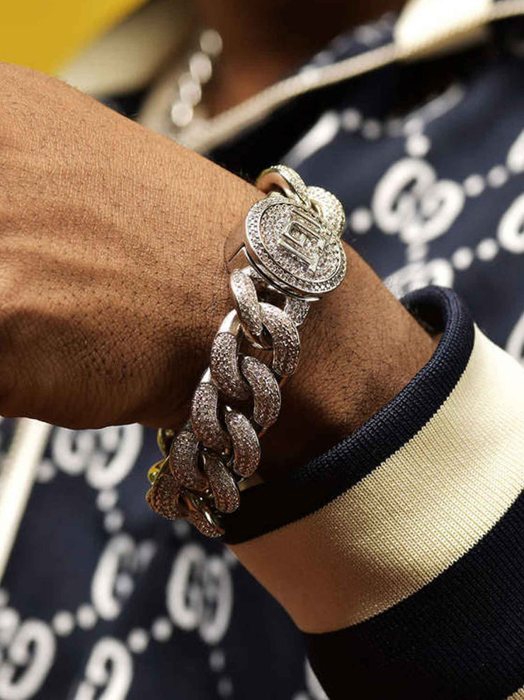 19mm Cuban Link Bracelet in White Gold