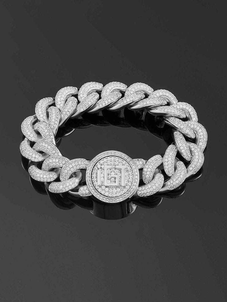 19mm Cuban Link Bracelet in White Gold