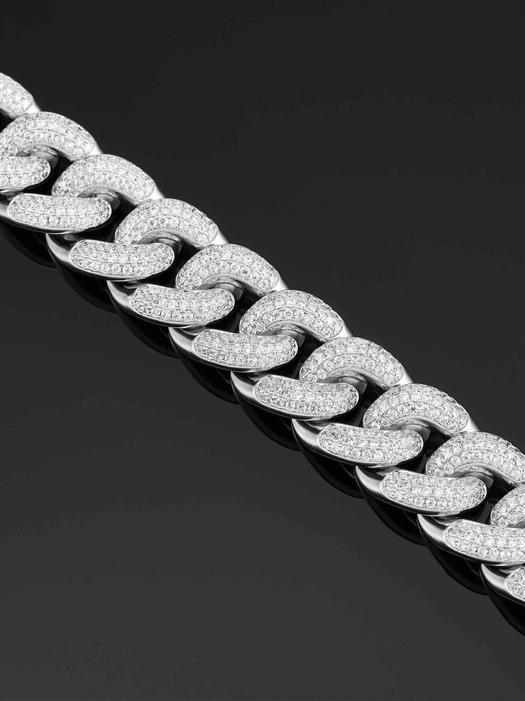19mm Cuban Link Bracelet in White Gold