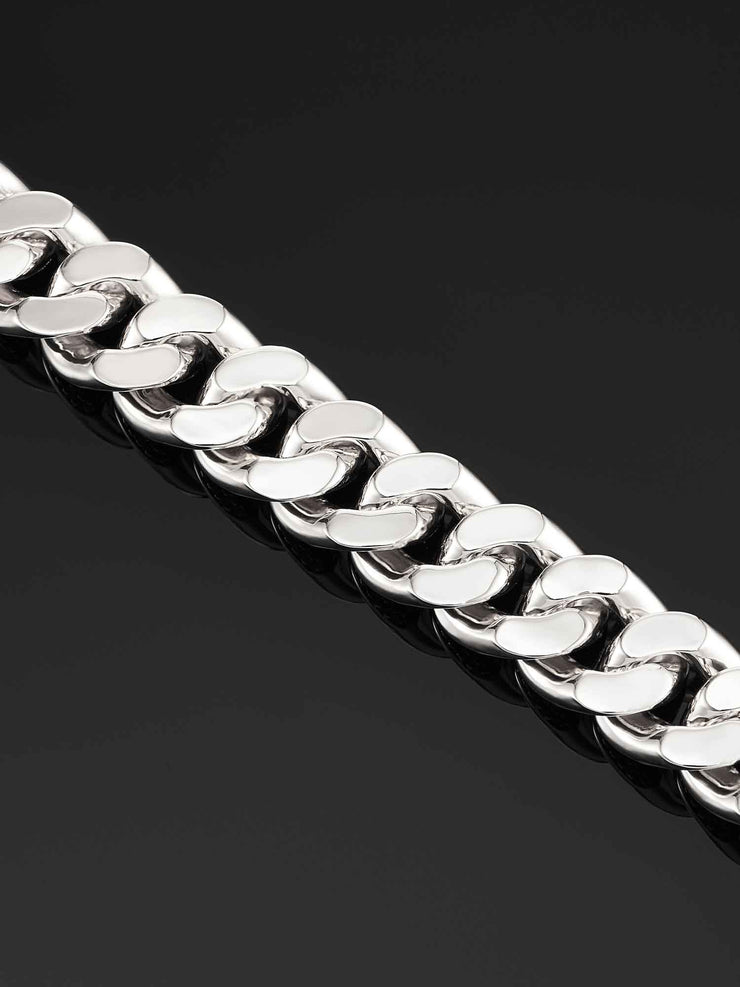 19mm Cuban Link Bracelet in White Gold