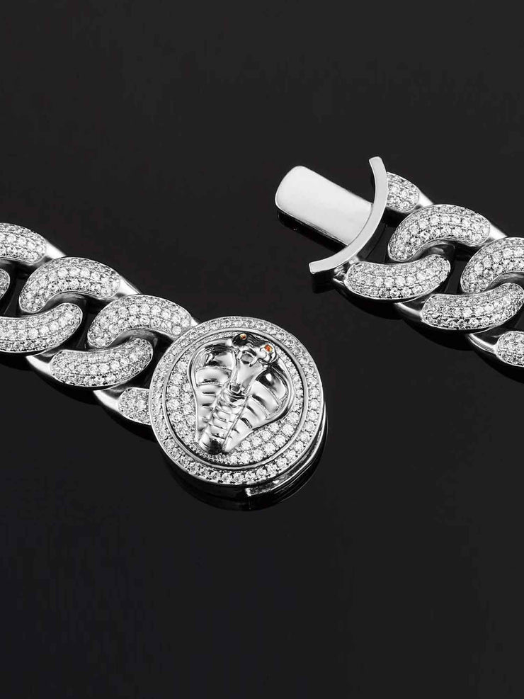 19mm Cuban Link Bracelet in White Gold