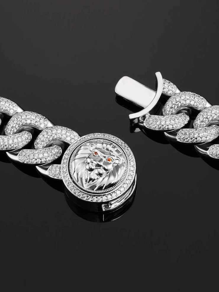 19mm Cuban Link Bracelet in White Gold