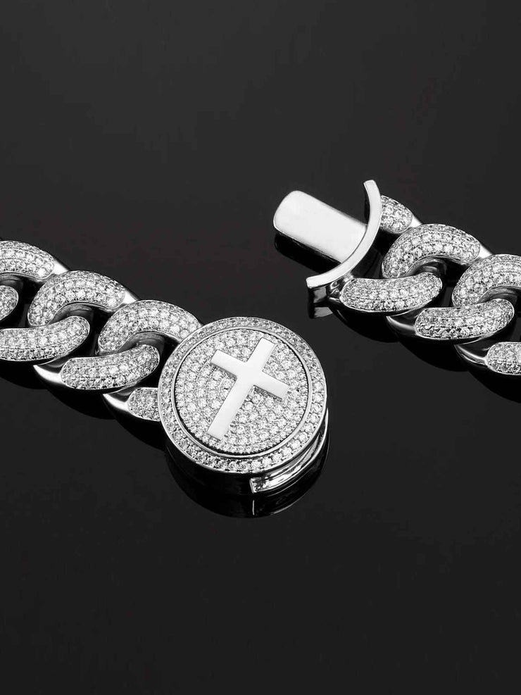 19mm Cuban Link Bracelet in White Gold