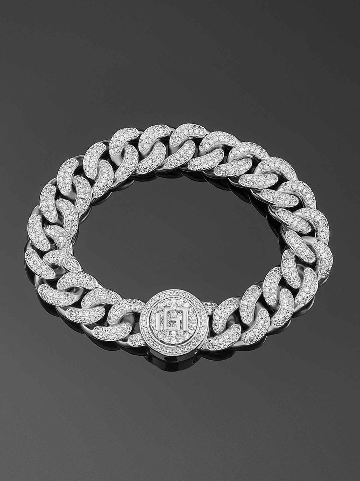 12mm Cuban Link Bracelet in White Gold