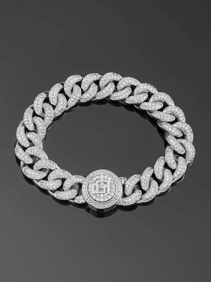 12mm Cuban Link Bracelet in White Gold