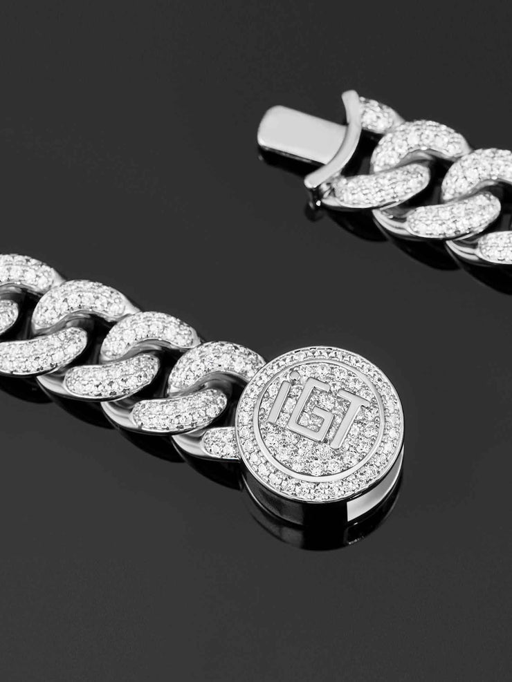 12mm Cuban Link Bracelet in White Gold