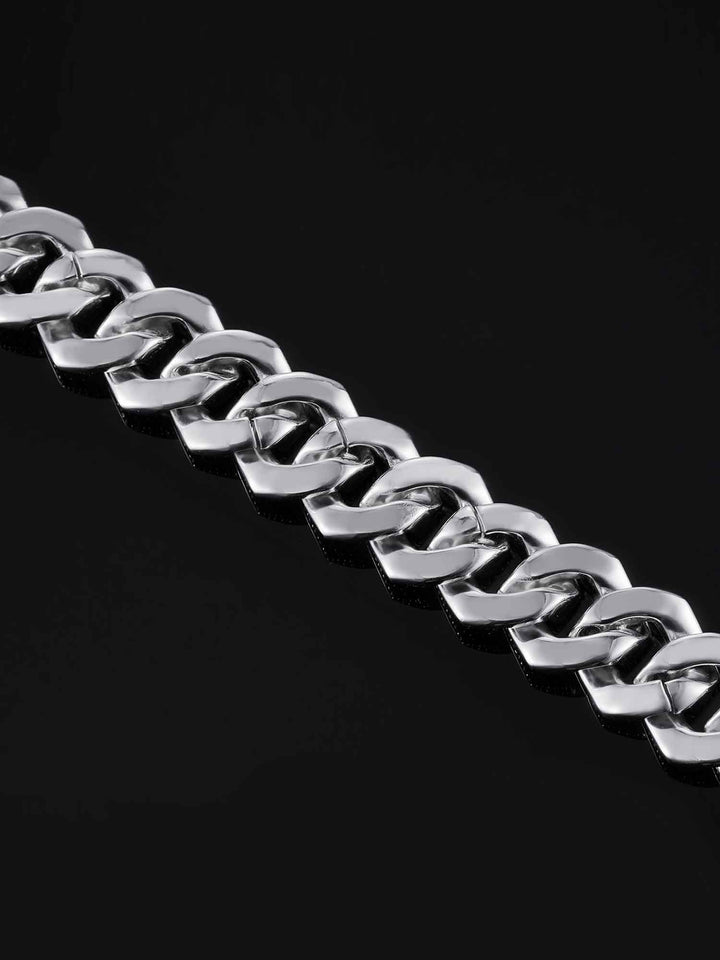 19mm Prong Cuban Link Bracelet in White Gold