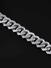 19mm Prong Cuban Link Bracelet in White Gold