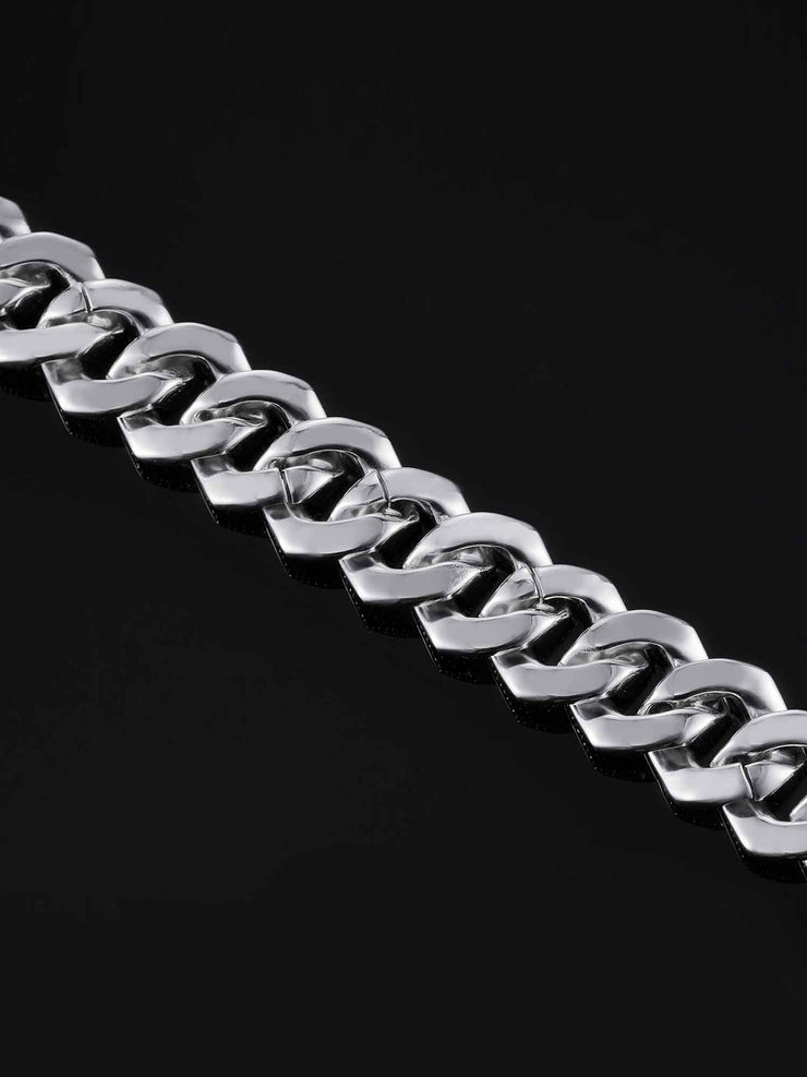 19mm Prong Cuban Link Bracelet in White Gold