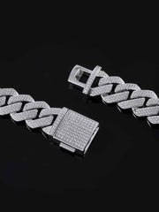 19mm Prong Cuban Link Bracelet in White Gold