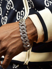 19mm Prong Cuban Link Bracelet in White Gold