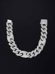 15mm G-Cuban Link Bracelet in White Gold