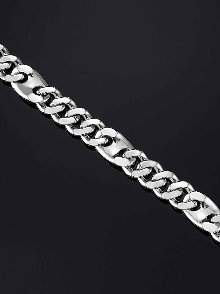 15mm G-Cuban Link Bracelet in White Gold