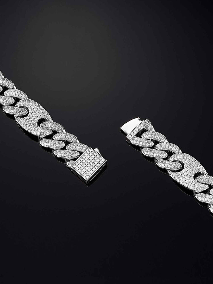 15mm G-Cuban Link Bracelet in White Gold