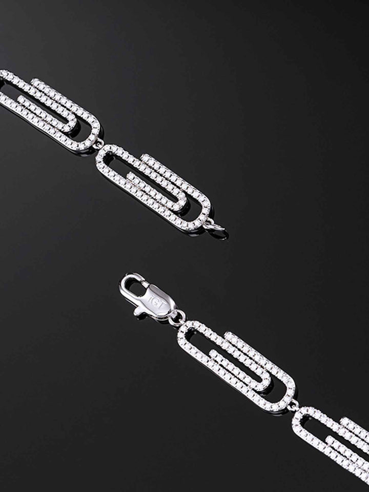 8mm Paper Clip Bracelet in White Gold