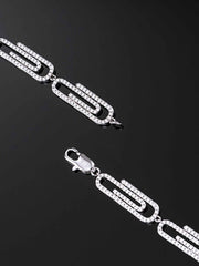 8mm Paper Clip Bracelet in White Gold