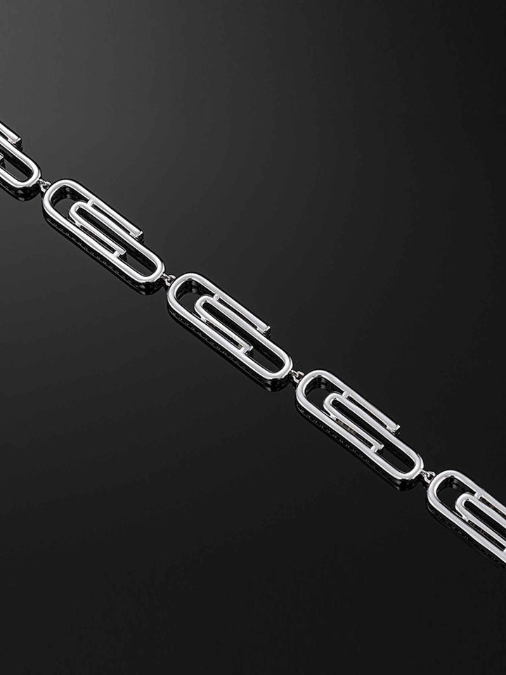 8mm Paper Clip Bracelet in White Gold