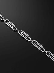 8mm Paper Clip Bracelet in White Gold
