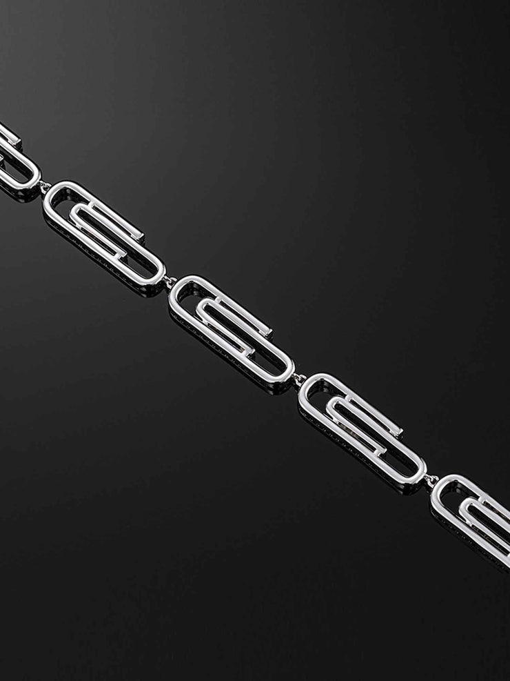 8mm Paper Clip Bracelet in White Gold