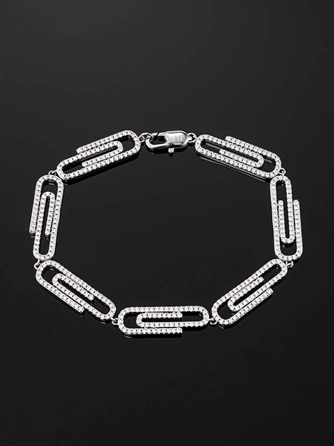 8mm Paper Clip Bracelet in White Gold
