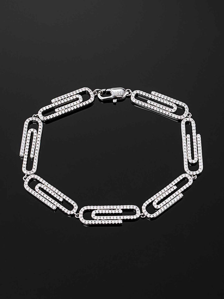 8mm Paper Clip Bracelet in White Gold