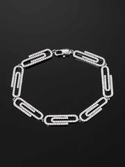 8mm Paper Clip Bracelet in White Gold