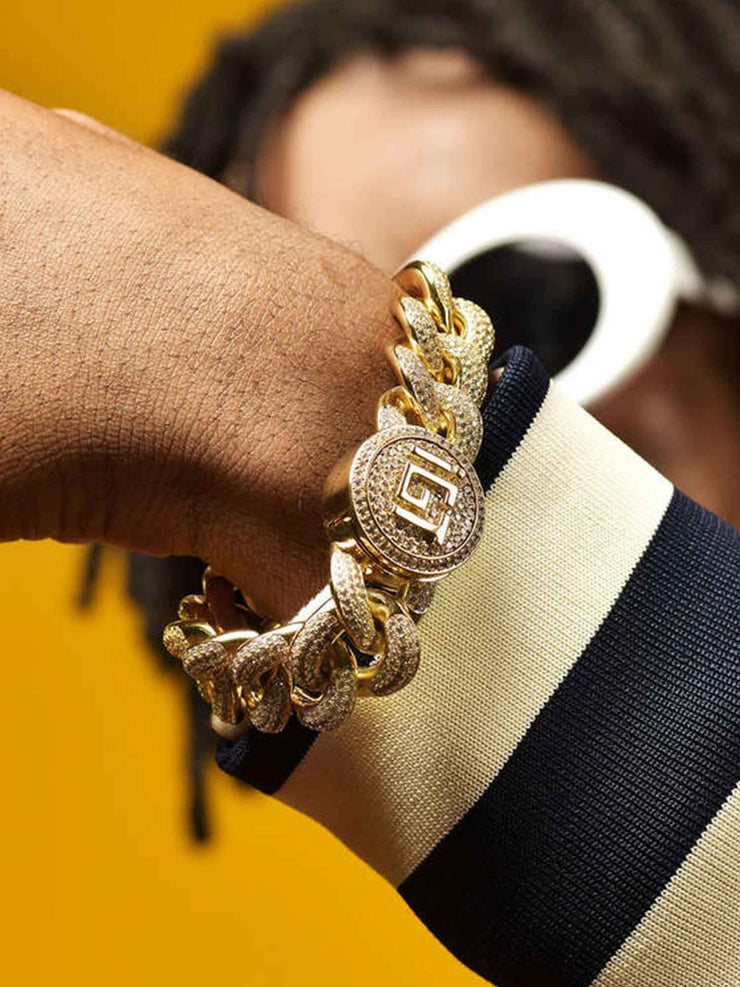 19mm Cuban Link Bracelet in Yellow Gold