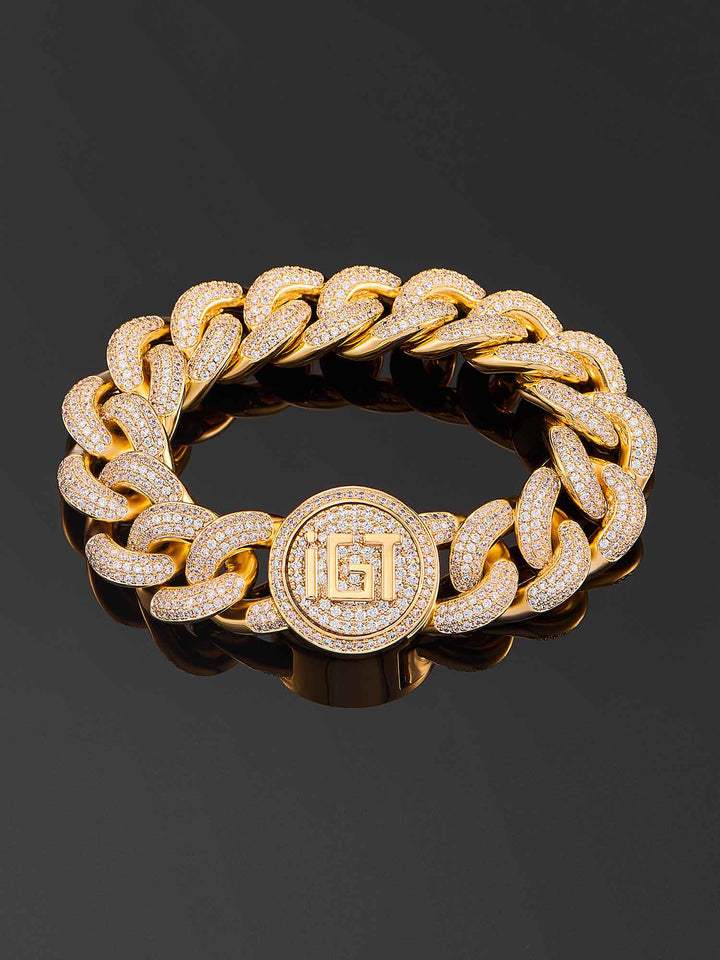 19mm Cuban Link Bracelet in Yellow Gold