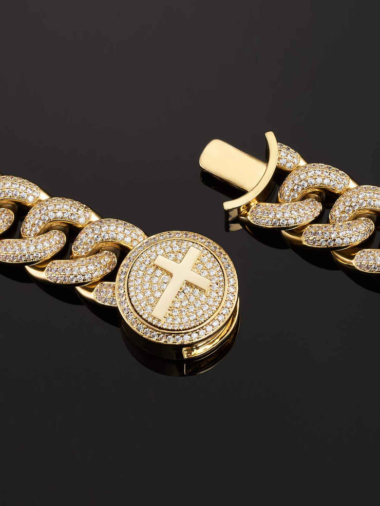 19mm Cuban Link Bracelet in Yellow Gold