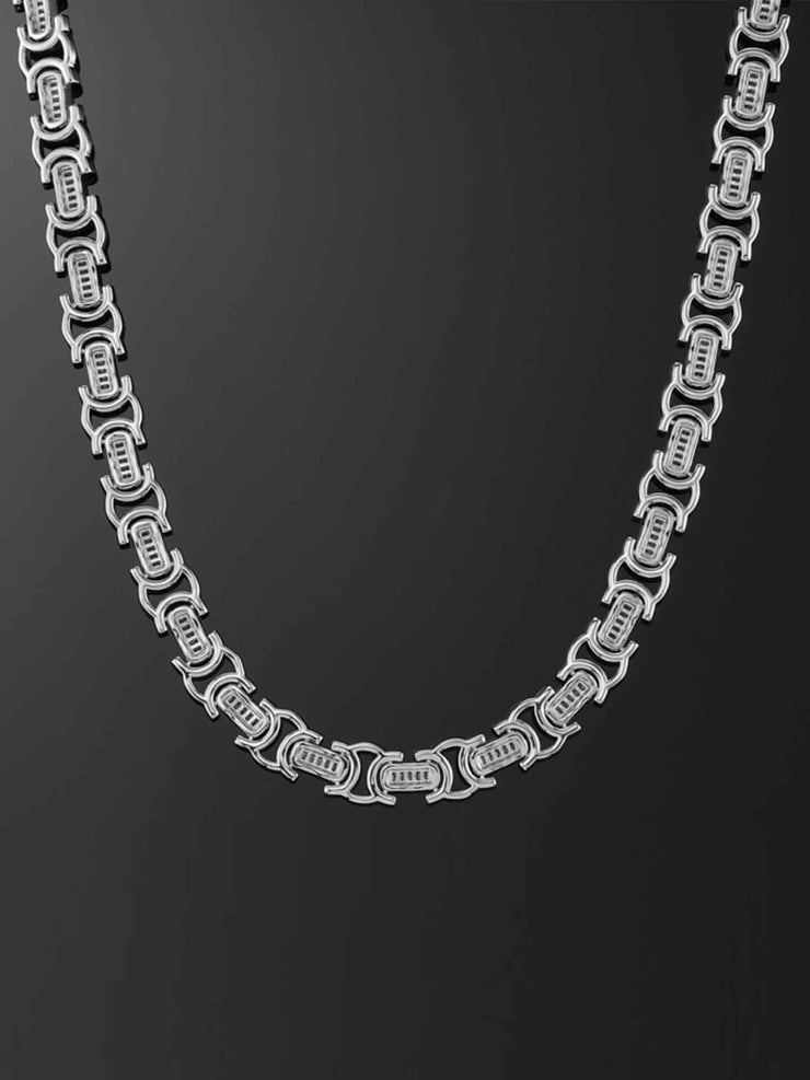 12mm Byzantine Link Chain in White Gold