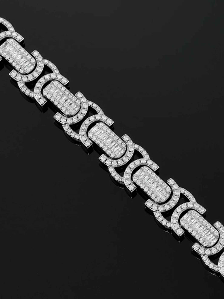 12mm Byzantine Link Chain in White Gold