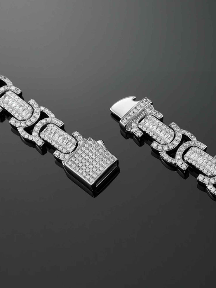 12mm Byzantine Link Chain in White Gold