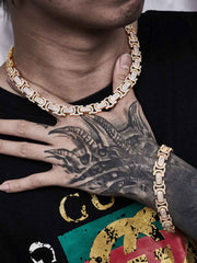 12mm Byzantine Link Chain in Yellow Gold
