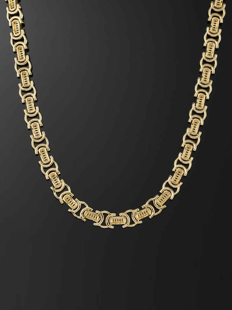 12mm Byzantine Link Chain in Yellow Gold