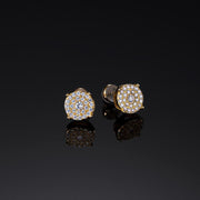 Pack White / Yellow Gold Cluster Round Earrings